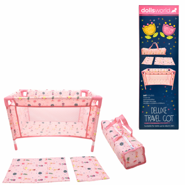 Dolls World Velká cestovní přenosná postýlka pro panenky ...