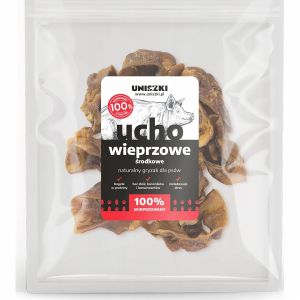 UNISZKI Střední vepřové ucho - pochoutka pro psa - 200 g