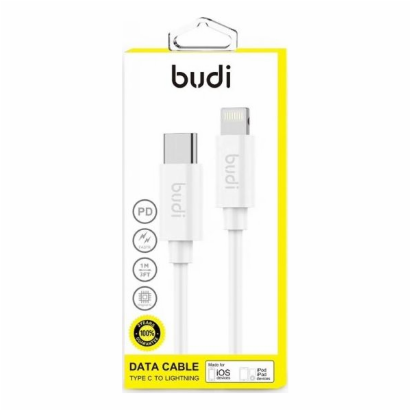 Budi USB-C – Lightning kabel 1 m bílý (BD195)