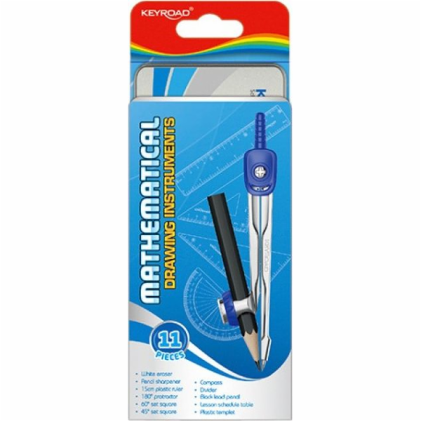Keyroad KEYROAD matematická sada, 11 prvků, kovové pouzdr...