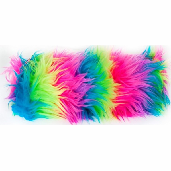 Penál MEMORIS Fluffy penal bag, chlupatý, zip, duhový