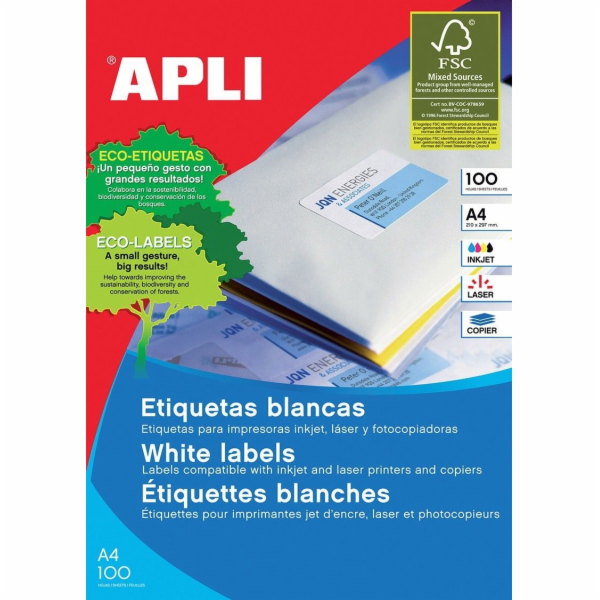Apli Univerzální etikety APLI, 105x148mm, obdélníkové, bí...