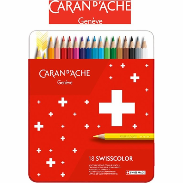 Caan d`arche SwissColor Crayons, kovová krabička, 18 ks.