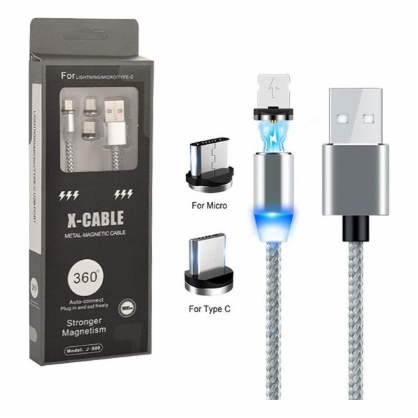 Prolink USB-A - microUSB + USB-C USB kabel Šedý (023344)