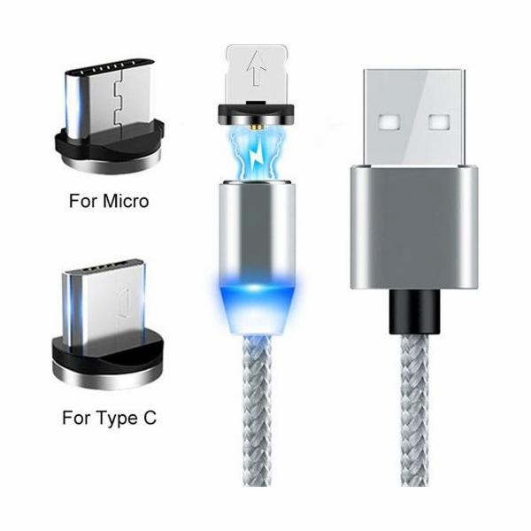 Prolink USB-A - microUSB + USB-C USB kabel Šedý (023344)