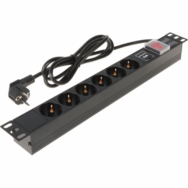 Power Strip 19 1U 6x Schuko Socket se spínačem (L19/6VP)