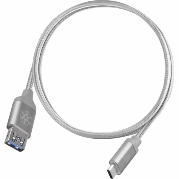 SilverStone USB-A - USB-C USB kabel 0,5 m Stříbrný (52034)