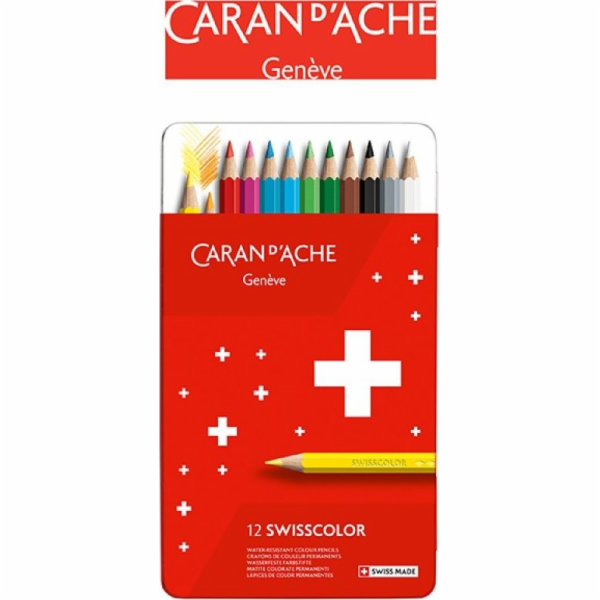 Pastelky Caran d`Arche Wisscolor, kovová krabička, 12 ks.