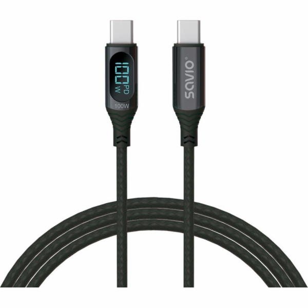 SAVIO USB-C - USB-C cable with display  CL-174  1 m  black