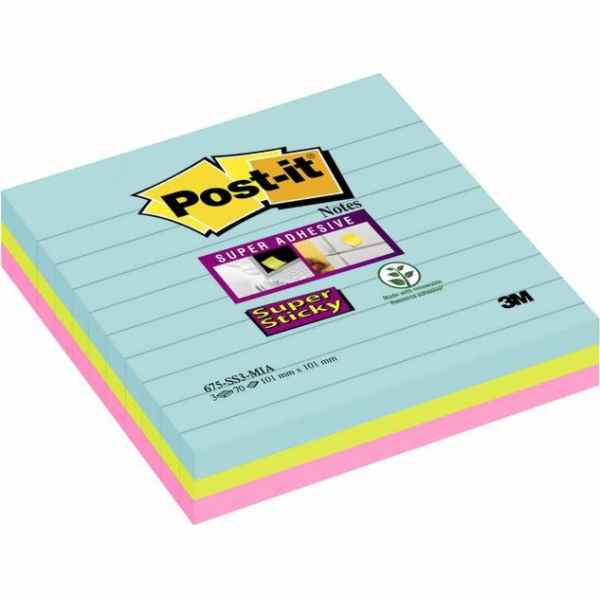 Sponky Post-it Notes super lepicí xl linka 101x101 mm, mi...