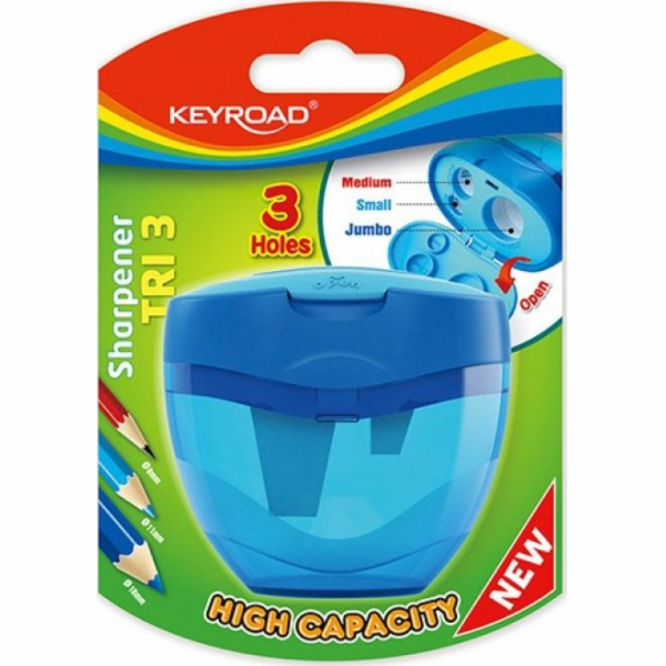 Keyroad ořezávátko na tužky, plastové, trojité, blistr, m...