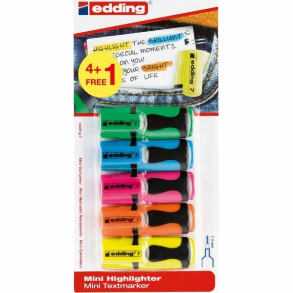 Mini zvýrazňovač e-7 EDDING, 1-3 mm, 5 ks, mix barev, blistr