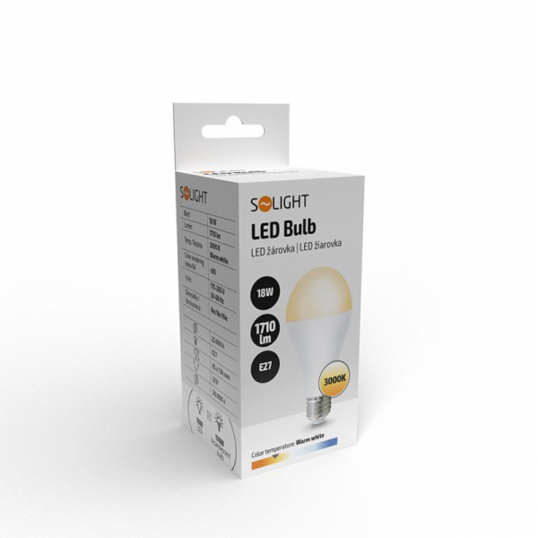 Solight LED žárovka, klasický tvar, 18W, E27, 3000K, 270°...