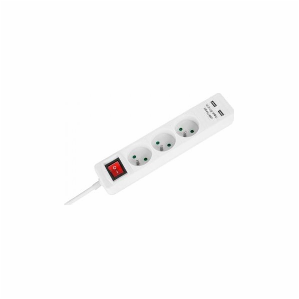 Rebel Power Strip 3 zásuvky 5 m bílé (urz3202-5)