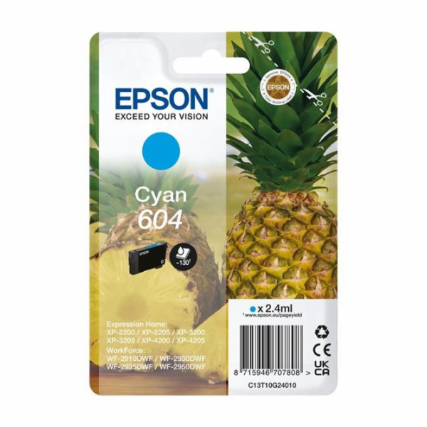 Epson 604 - 2.4 ml - azurová - originální - blistr s RF /...