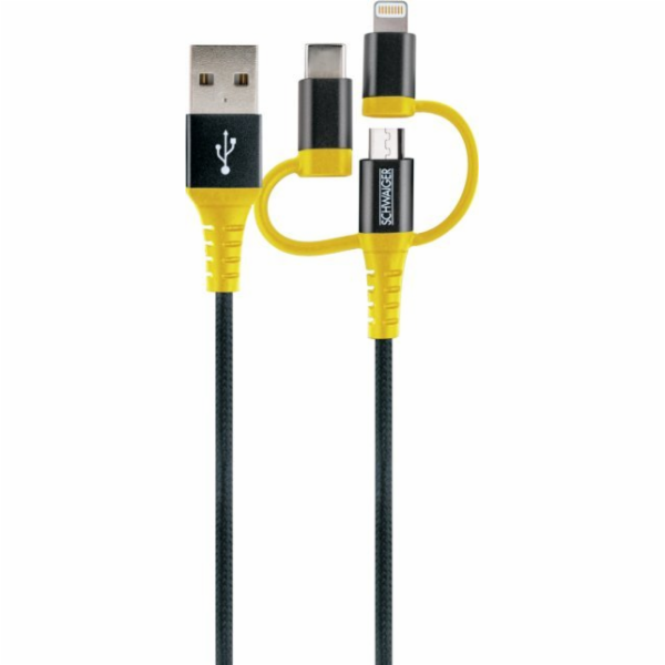 Schwaiger USB kabel USB-A - USB-C + microUSB + Lightning ...