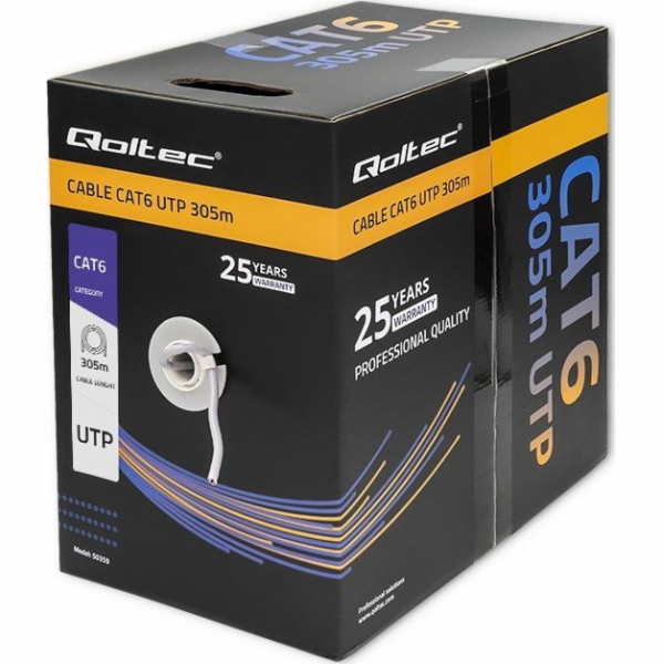 Qoltec 50359 UTP CAT6 | 305m | PVC grey Síťový kabel