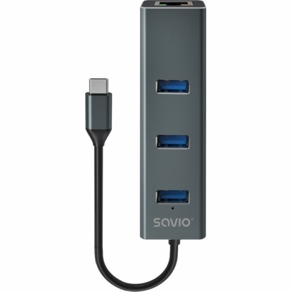 Savio AK-57 USB-C - 3 x USB-A HUB s adaptérem RJ-45 Gigab...