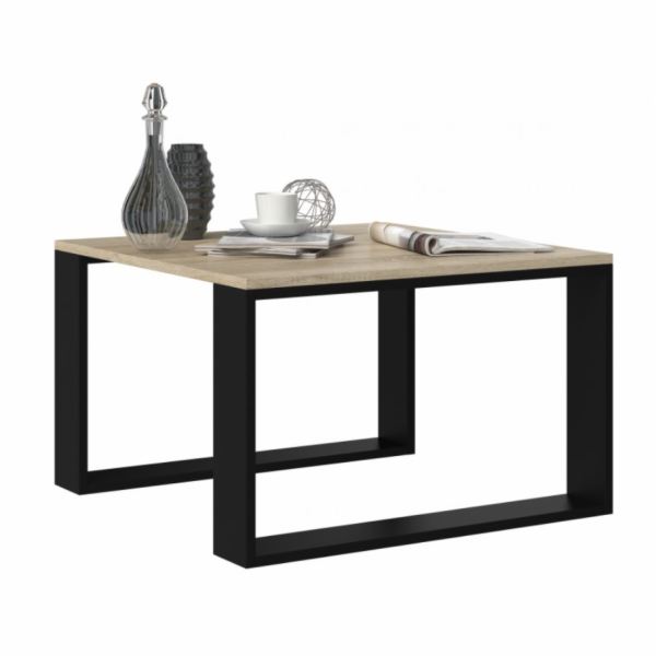 MODERNÍ MINI stůl 67x67x40 cm Dub sonoma/Černá