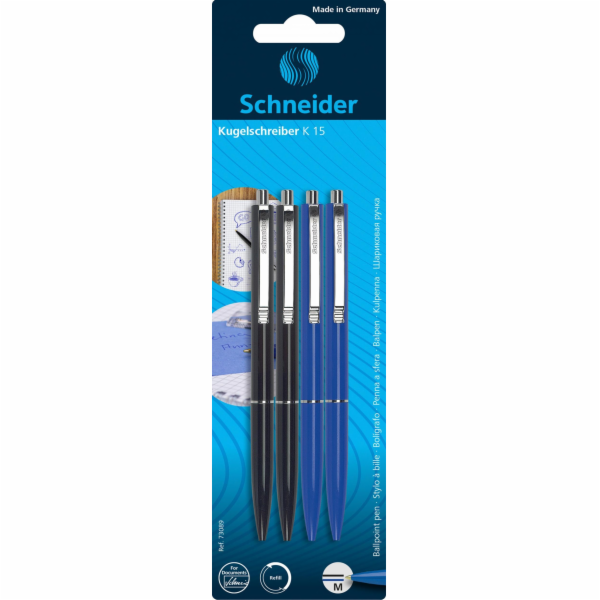 Schneider SCHNEIDER K15 AUTOMATICKÁ PERA, 2X ČERNÁ + 2X M...