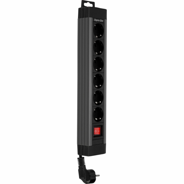REV Outlet Strip   6-fold 2,4m Supraline w. switch anthra...