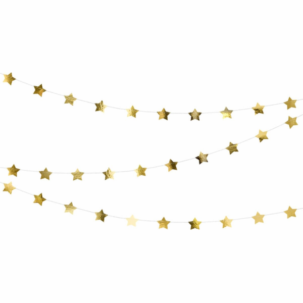 Party Deco Garland banner Zlaté hvězdy - 360 cm - 1 ks un...