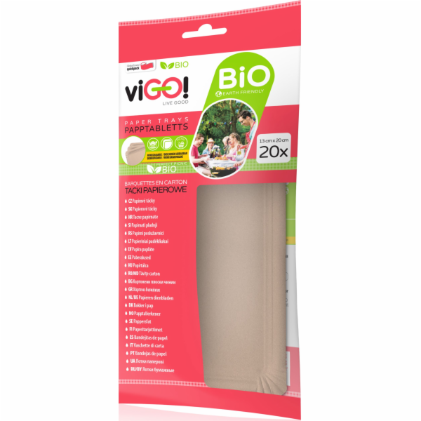 Tácek papírový 20x13 cm 20 ks Vigo hnědý