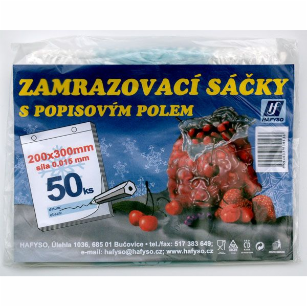 Sáček do mrazáku 50 ks 20x30 cm s popisem