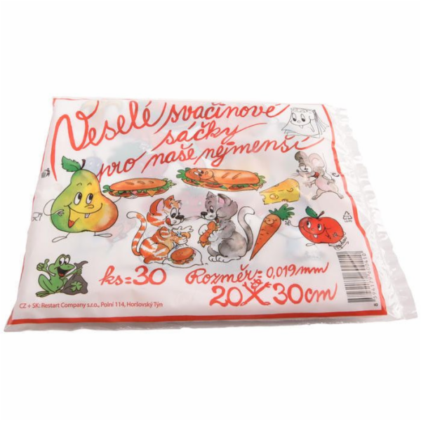 Sáček svačinový 20x30 cm blok 30 ks veselý