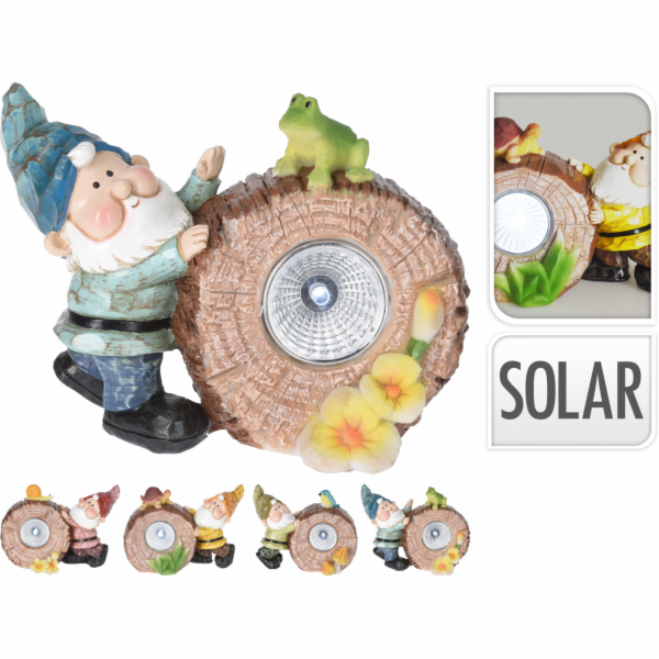 Lampa solární s trpaslíkem u pařezu 9x13 cm