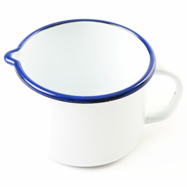 Hrnek smalt s výlevkou 1 l RETRO (modrý lem)