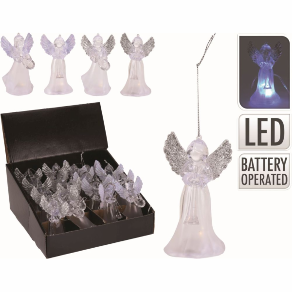 Ozdoba vánoční anděl 11 cm svítící LED mix 4 druhů