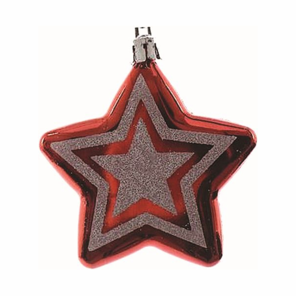 Ozdoba vánoční hvězda 2 ks / 7 cm červená