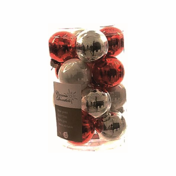 Ozdoba vánoční koule 16 ks / 3,5 cm červenobílá