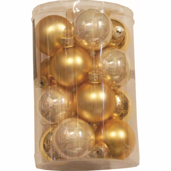 Ozdoba vánoční koule 16 ks / 3,5 cm mix barev zlatá / šampa