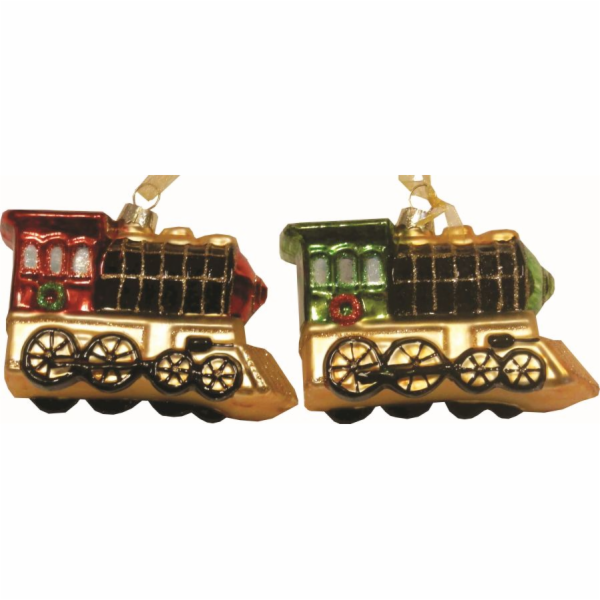 Ozdoba vánoční mašinka mix 2 druhů sklo