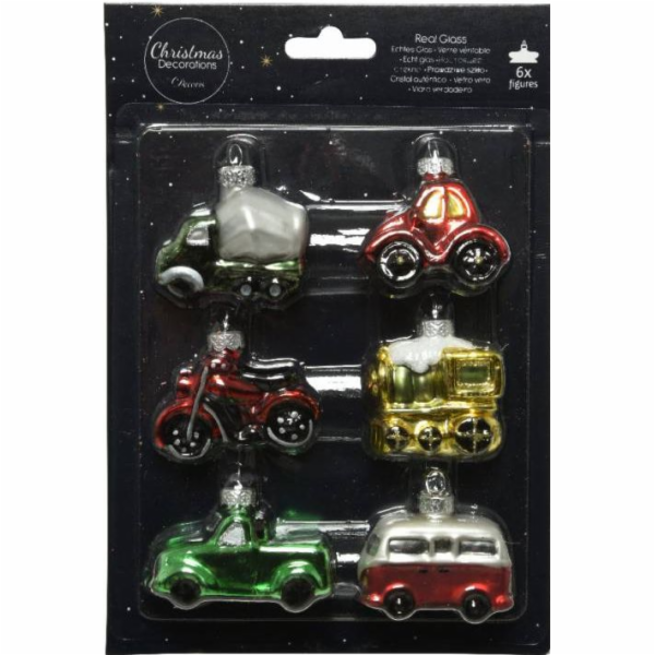 Ozdoba vánoční vozidla 6 ks / 5 cm