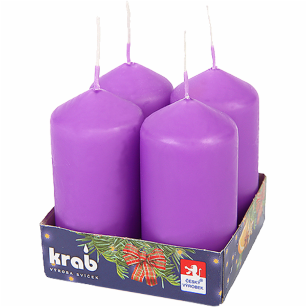 Svíčka&nbsp;adventní&nbsp;fialová&nbsp;4&nbsp;ks