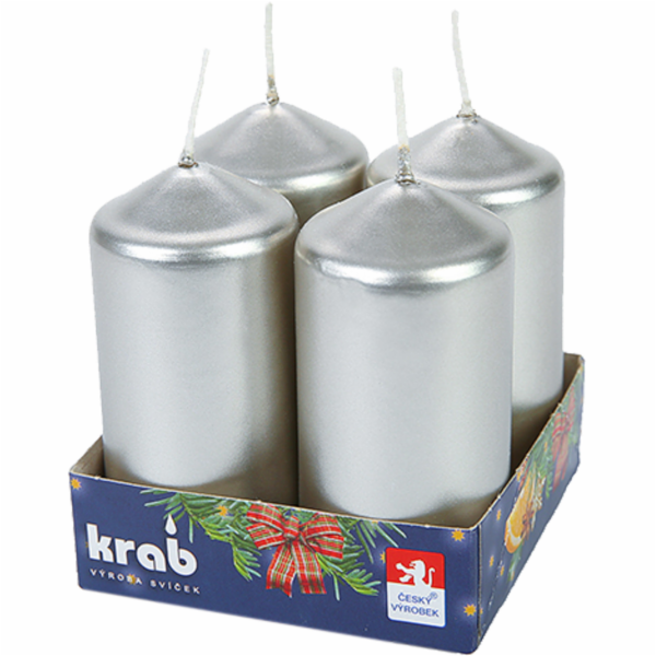 Svíčka adventní metalická stříbrná 4 ks