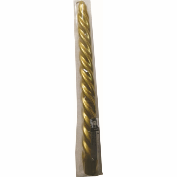 Svíčka točená 24 cm zlatá metalik