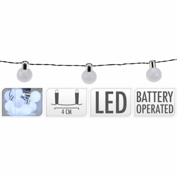 Řetěz bílý LED kuličky 180 cm