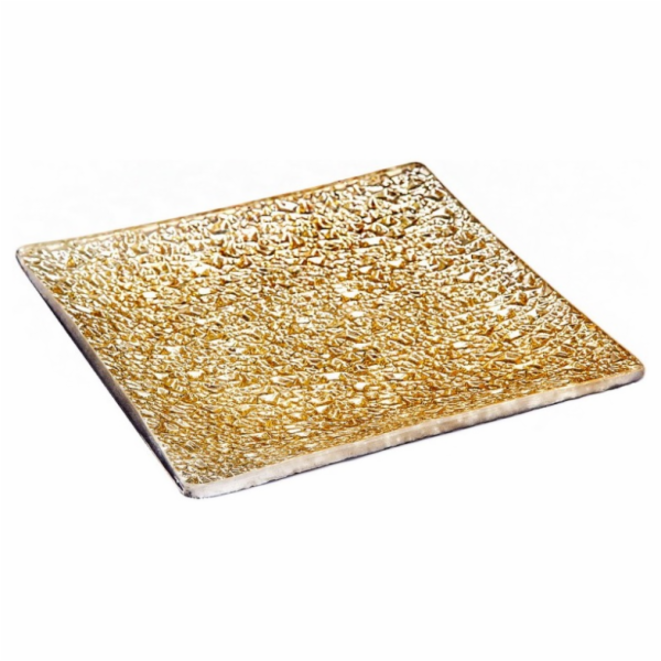 Tácek na svíčku zlatý 12x12x1 cm sklo