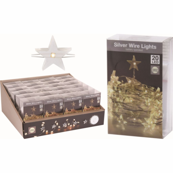 Světla vánoční 20 LED žárovek hvězda teplá bílá