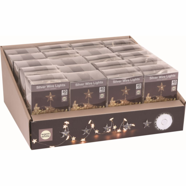 Světla vánoční 40 LED žárovek hvězda teplá bílá