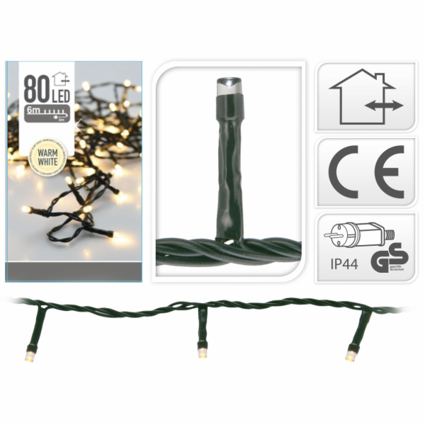 Světla vánoční 80 LED čiré, 6 m