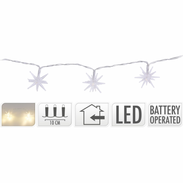 Světla vánoční hvězdičky LED 10 žárovek teplá bílá