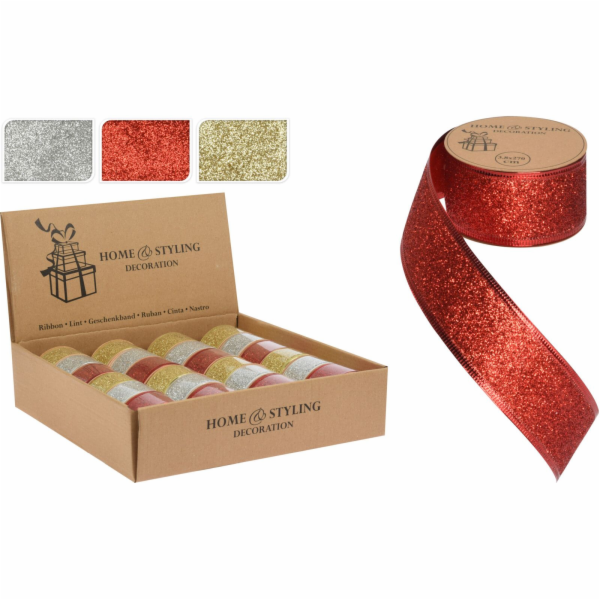 Stuha vánoční 2,7m x 3,8 cm mix barev