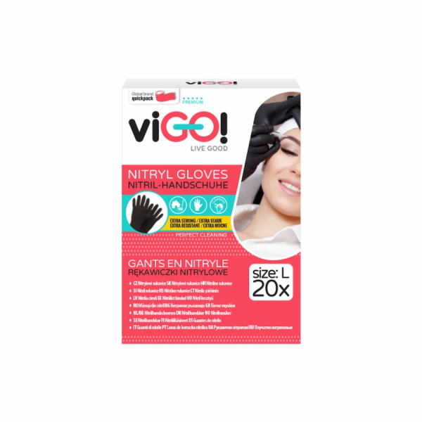 Rukavice nitrilové vel. L černé Vigo 20 ks