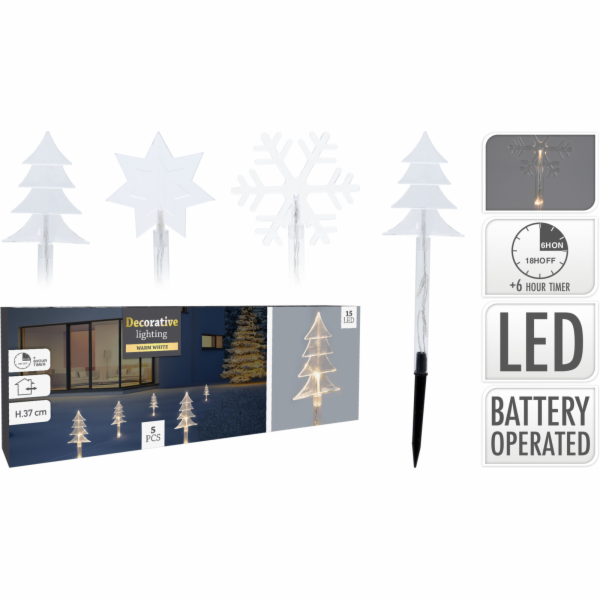 Dekorace Vánoční zahradní LED 5 ks vnitřní i venkovní