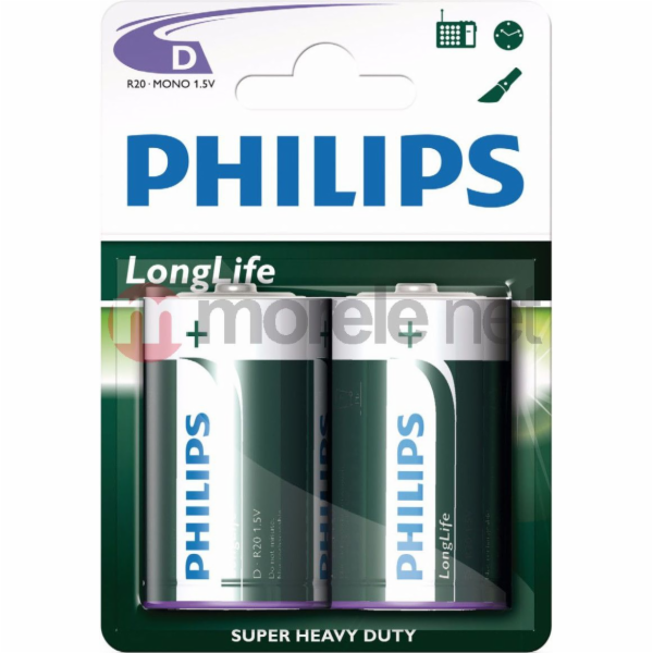 Baterie Philips LongLife D / R20 2 ks.